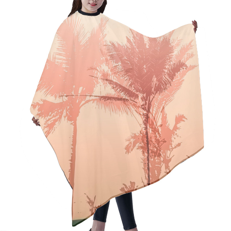 Personality  Palm Tree Print Hair Cutting Cape