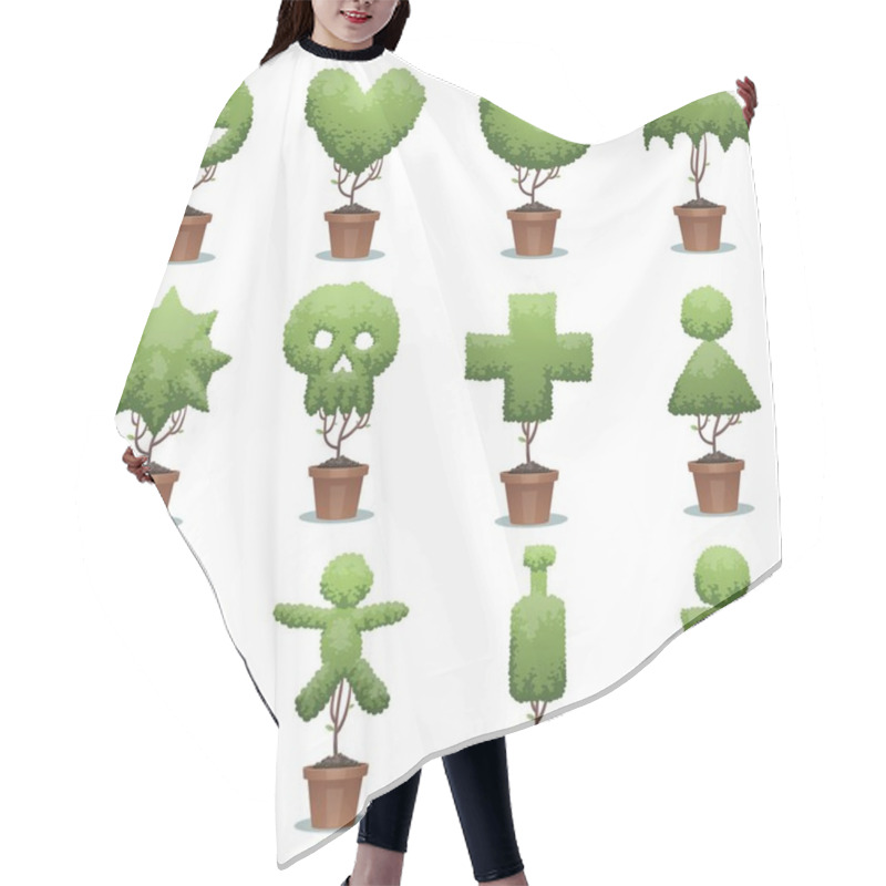 Personality  Set Of Twelve Green Bonsai Trees, Signs Hair Cutting Cape