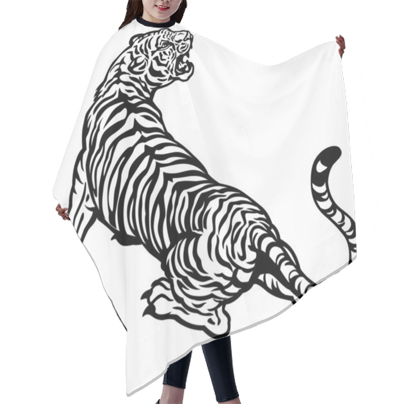 Personality  Angry Tiger Black White Hair Cutting Cape