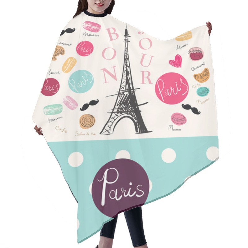 Personality  Hand Drawn Eiffel Tower Hair Cutting Cape