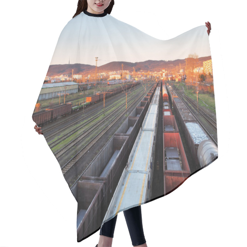 Personality  Train Freight Transportation Platform - Cargo Transit Hair Cutting Cape