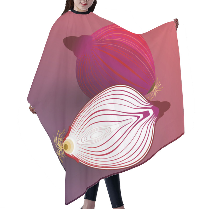 Personality  Sliced Onions On A Red Background Hair Cutting Cape