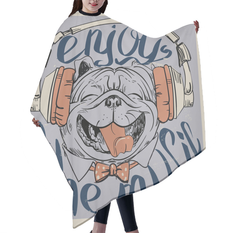 Personality  Cute Portrait Of A Dog Hair Cutting Cape