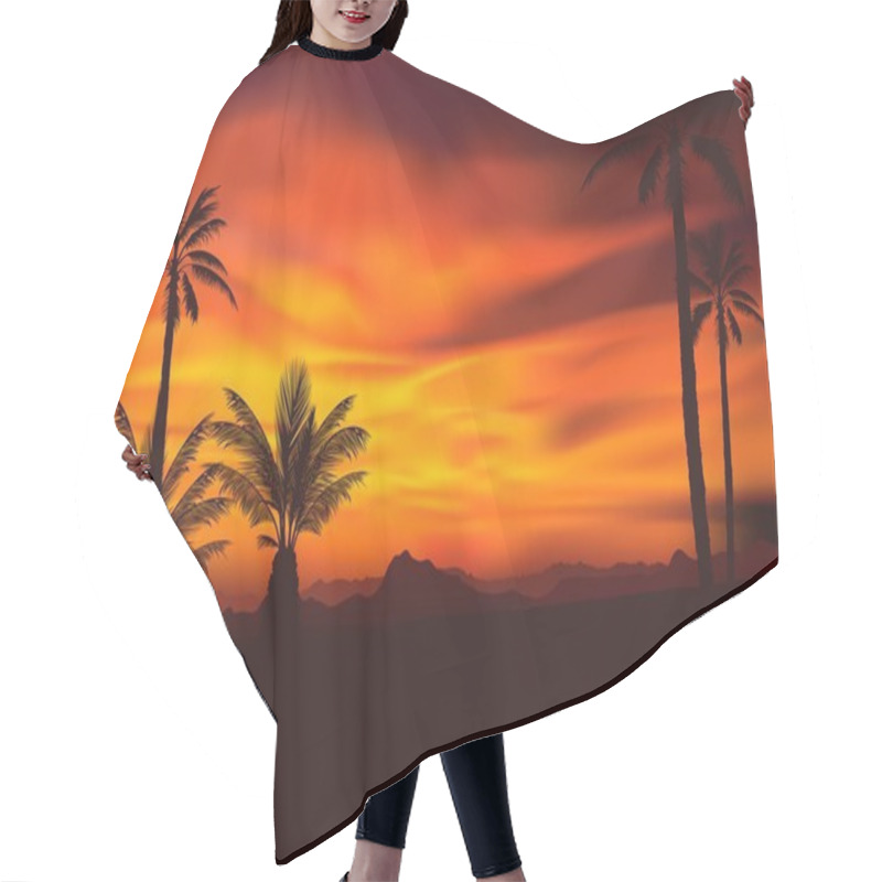 Personality  Dramatic Tropical Scenery Hair Cutting Cape