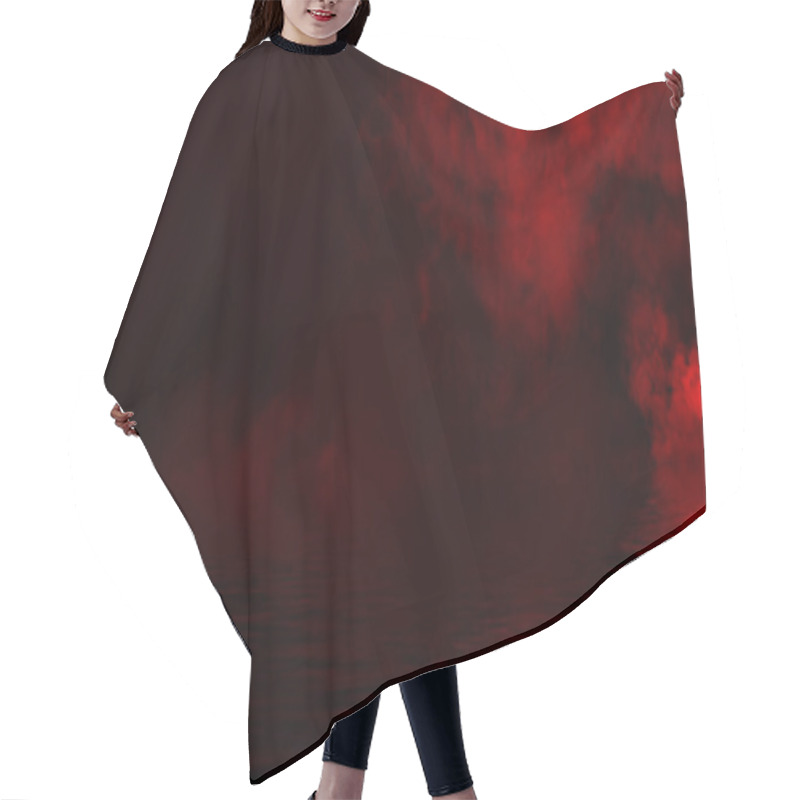 Personality  Red Smoke With Reflection In Water. Mistery Fog Texture Overlays Background Hair Cutting Cape