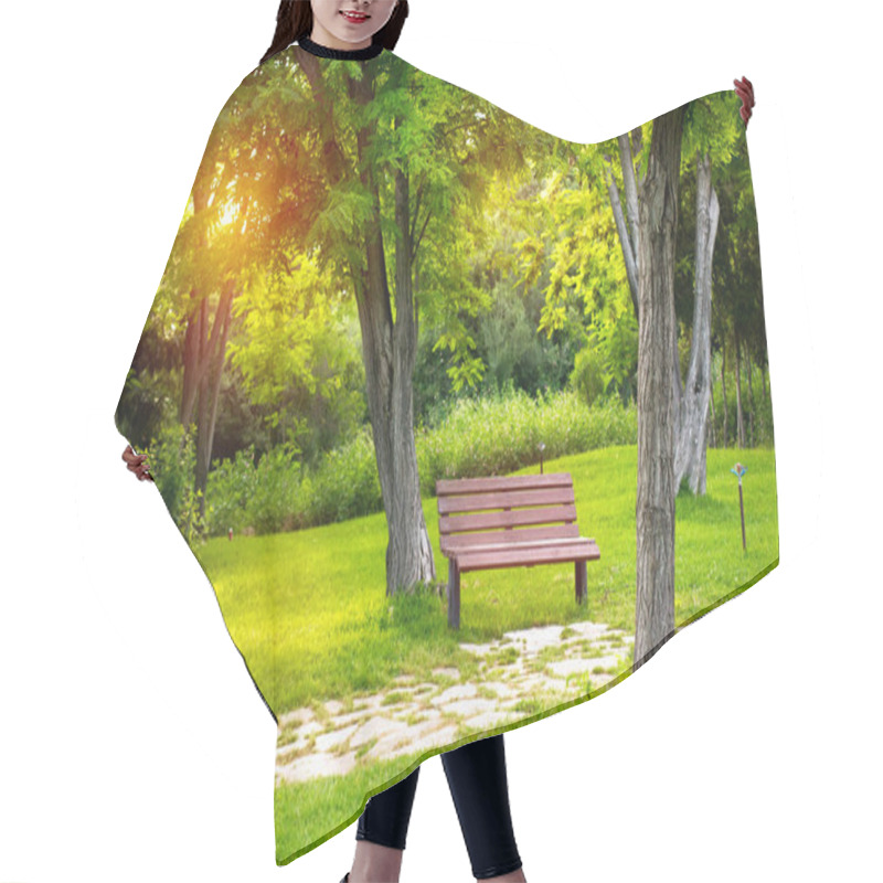 Personality  Empty Wooden Bench  Hair Cutting Cape