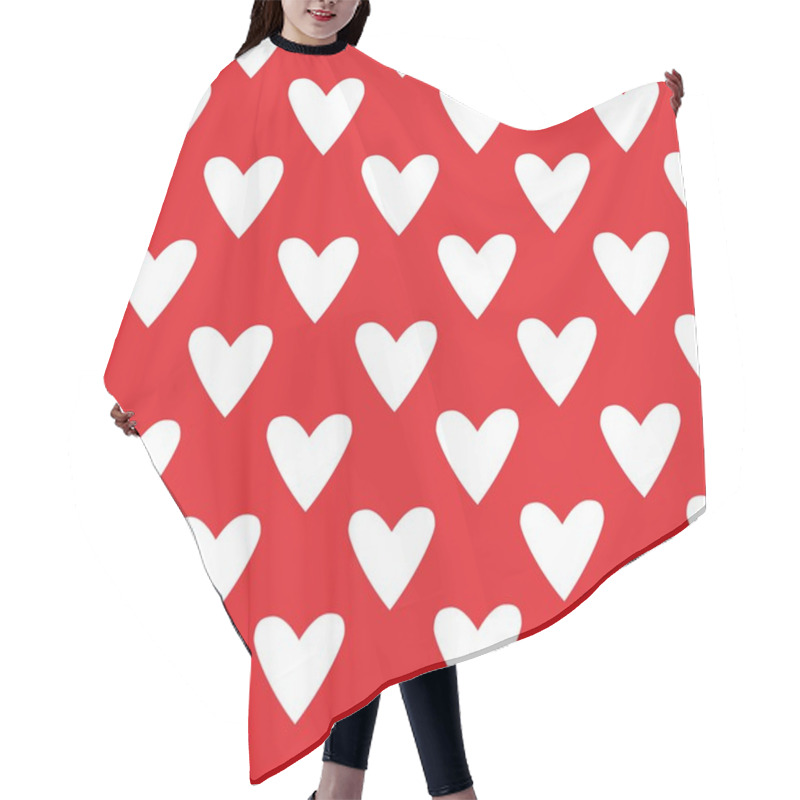 Personality  Tile Cute Vector Pattern With White Hearts On Red Background Hair Cutting Cape