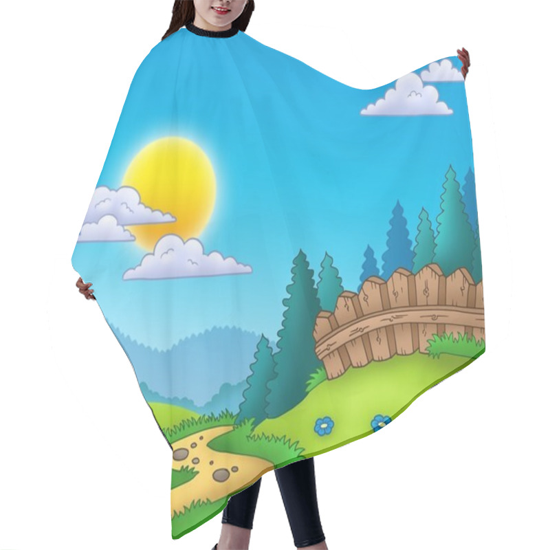 Personality  Country Landscape With Sun Hair Cutting Cape