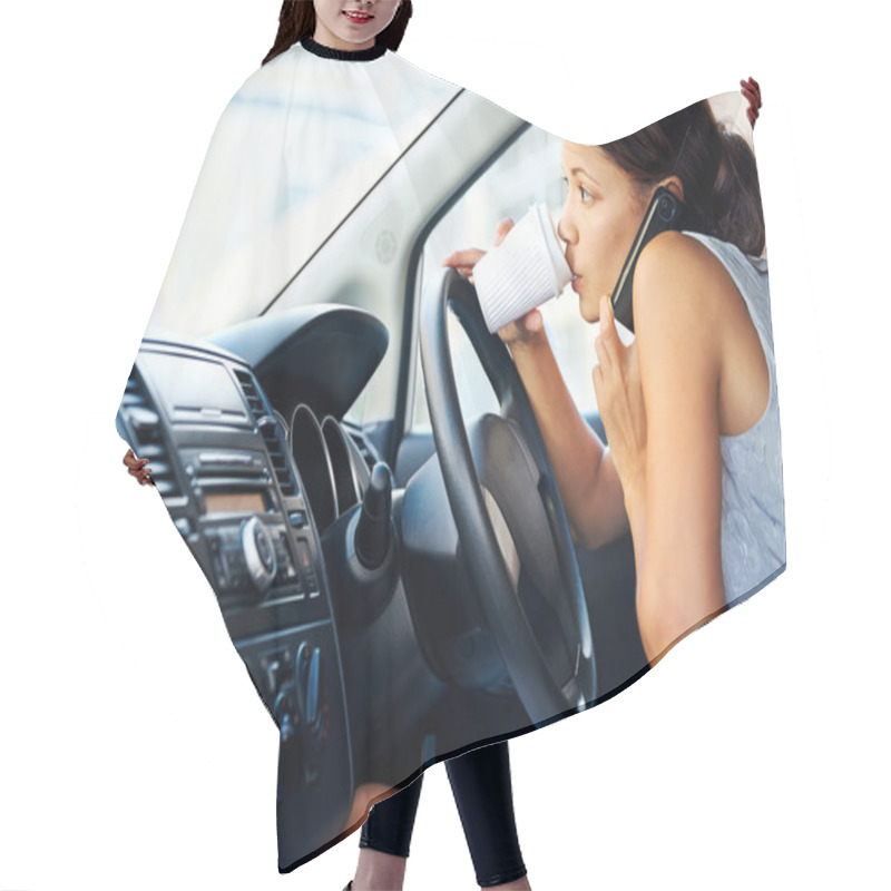 Personality  Coffee Driving Woman Hair Cutting Cape