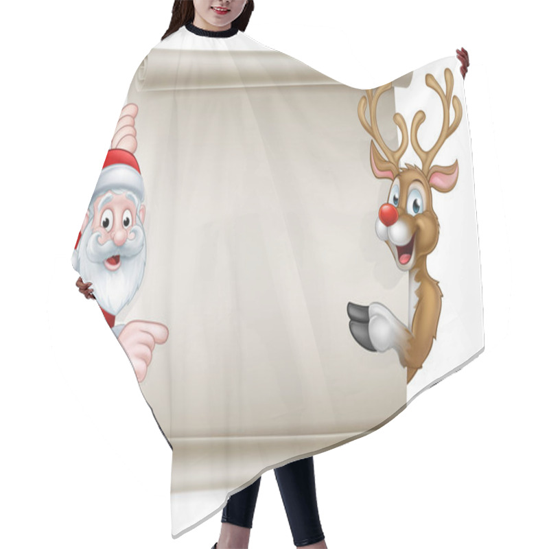 Personality  Cartoon Santa And Christmas Reindeer Scroll Hair Cutting Cape