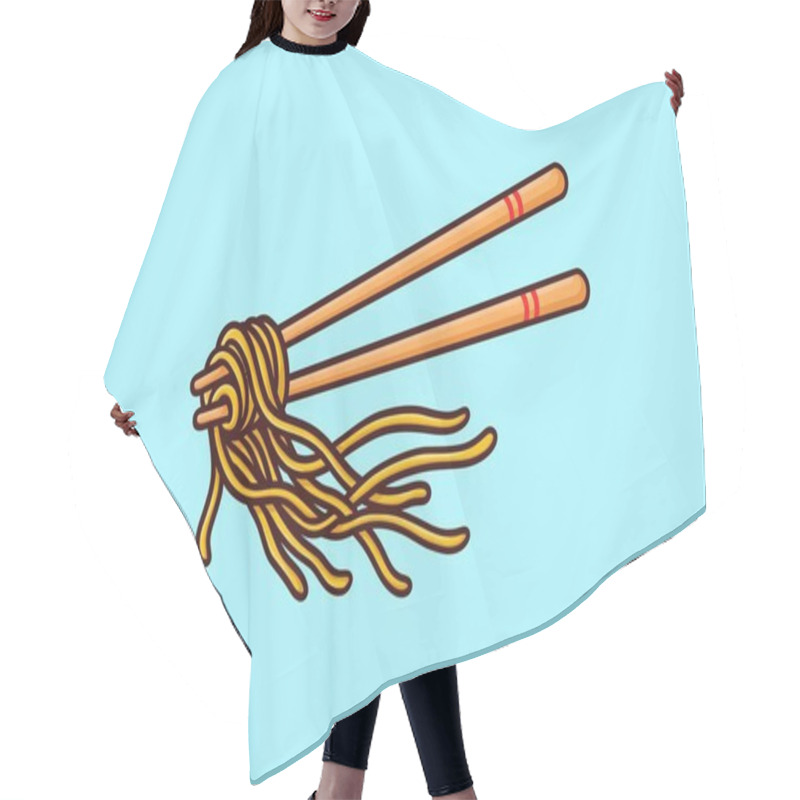 Personality  Chopstick Noodles Illustration Cartoon Vector Hair Cutting Cape