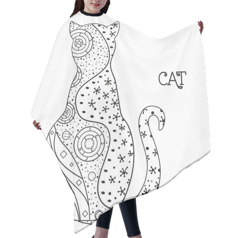 Personality  Cat. Design Zentangle. Hair Cutting Cape