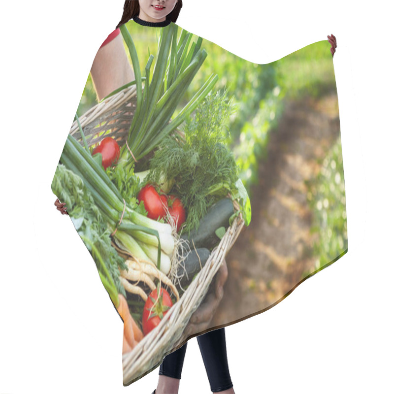 Personality  Farmer Holding Basket With Mixed Vegetables Hair Cutting Cape