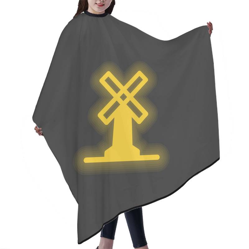 Personality  Big Windmill Yellow Glowing Neon Icon Hair Cutting Cape