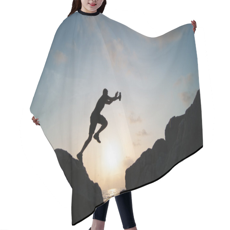 Personality  The Jumping Man On Rocks Hair Cutting Cape