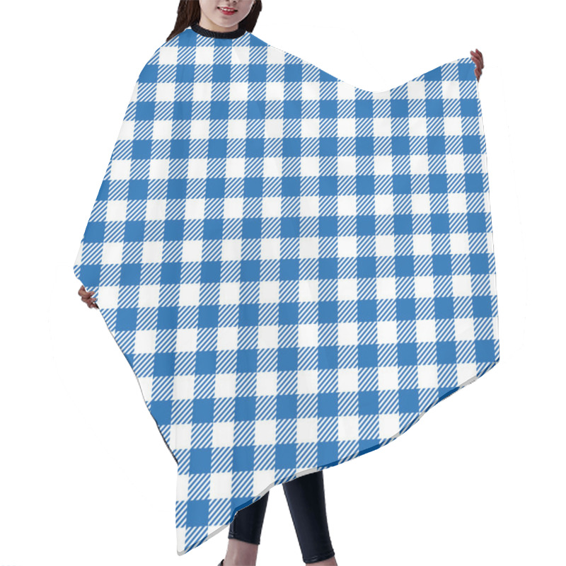 Personality  Seamless Coarse Blue Checkered  Vector Plaid Fabric Pattern Texture Hair Cutting Cape