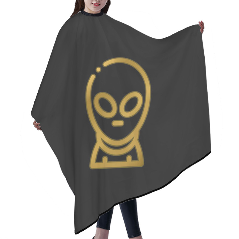 Personality  Alien Gold Plated Metalic Icon Or Logo Vector Hair Cutting Cape