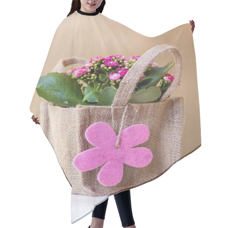 Personality  Beautiful Pink Flower With Gift Card Packed In Canvas Bag Hair Cutting Cape