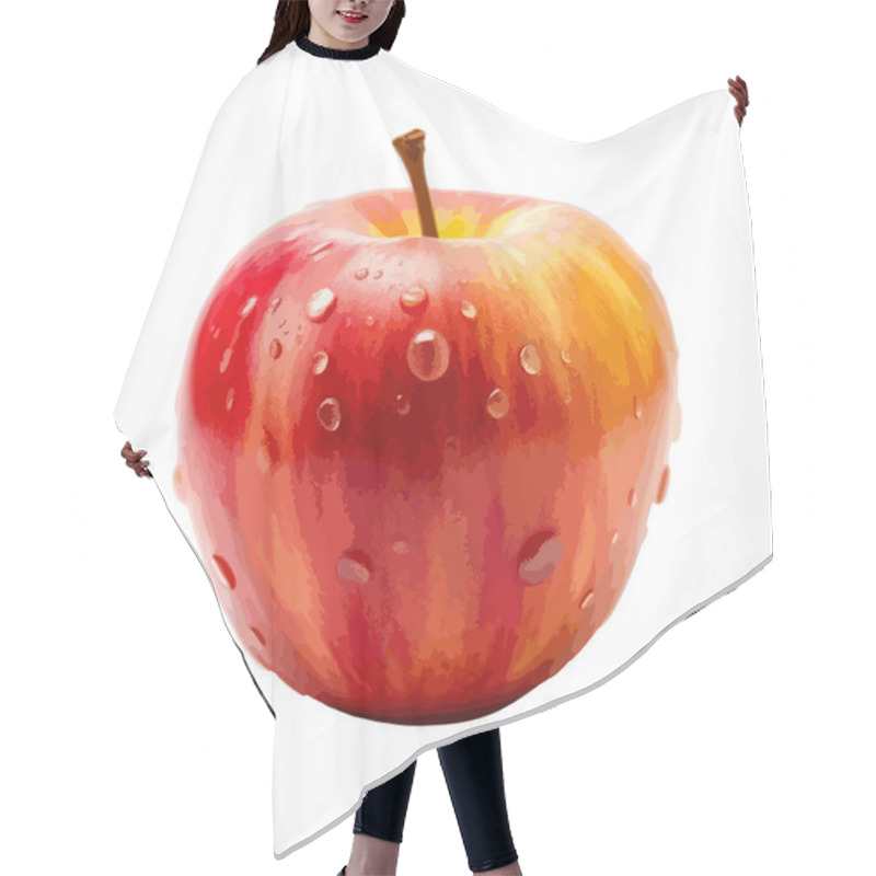 Personality   A Red Apple, With Water Droplets On It. Isolated Vector On White Background Hair Cutting Cape