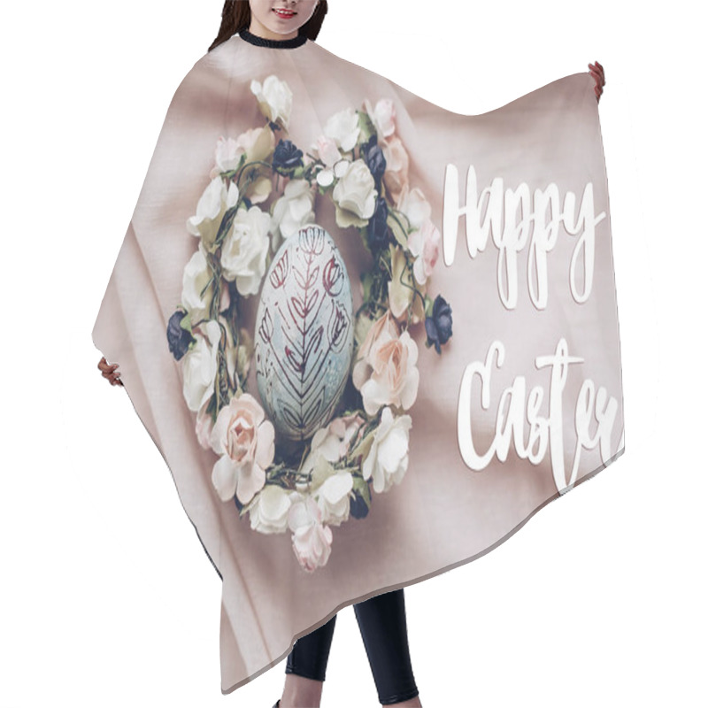 Personality  Happy Easter Text  And Easter Egg Hair Cutting Cape