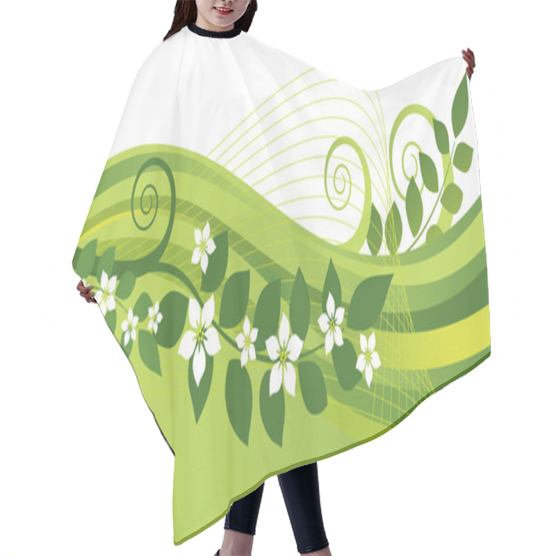 Personality  White Jasmine Flowers And Green Swirls Banner Hair Cutting Cape