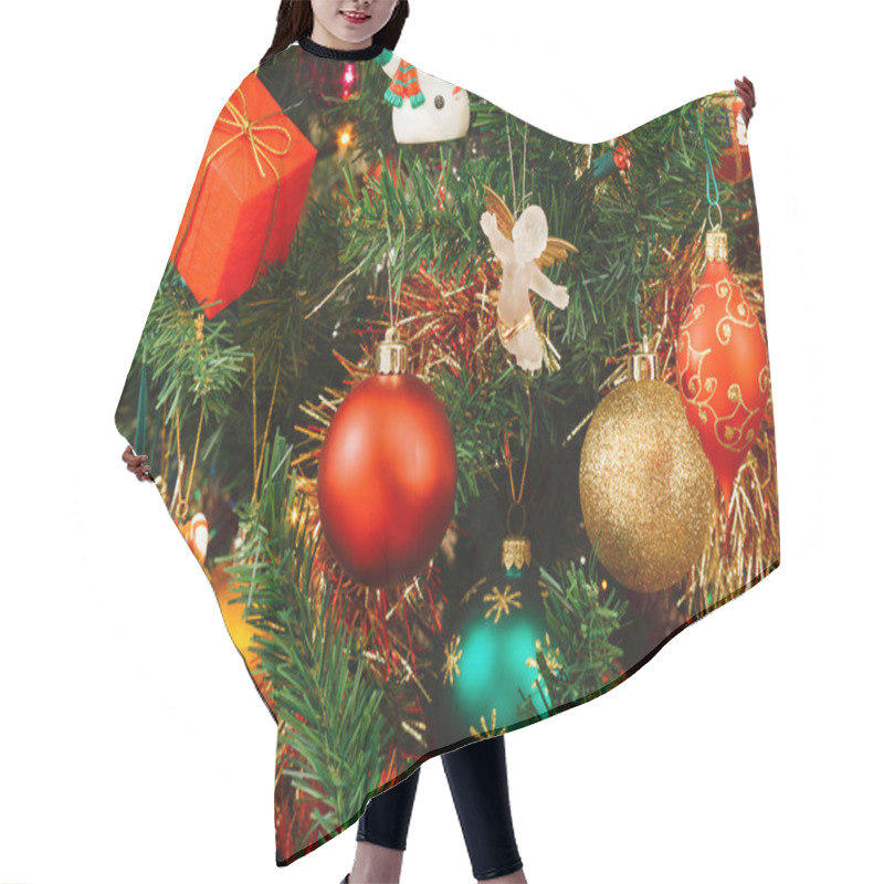 Personality  Christmas Ornaments On Tree Hair Cutting Cape