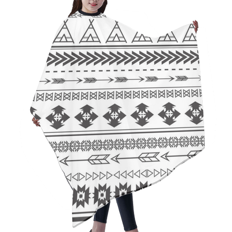 Personality  Aztec Ethnic Seamless Pattern, Tribal Black And White Background Hair Cutting Cape