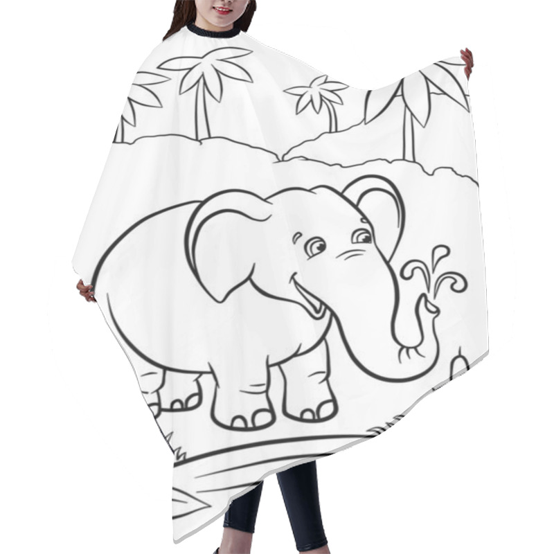 Personality  Elephant Playing With Water Hair Cutting Cape