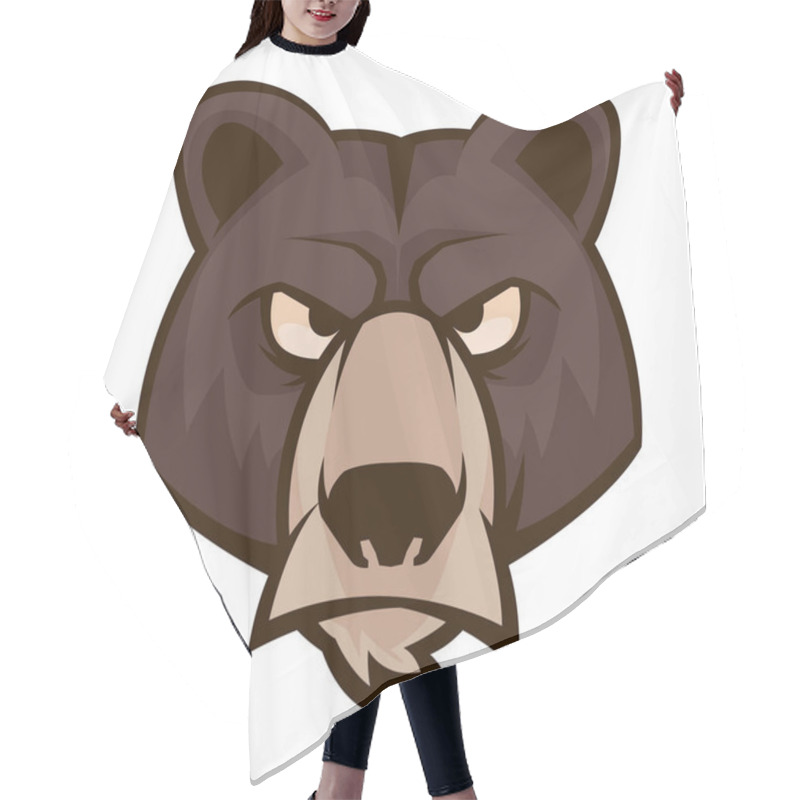 Personality  Angry Bear Mascot Vector Illustration Hair Cutting Cape