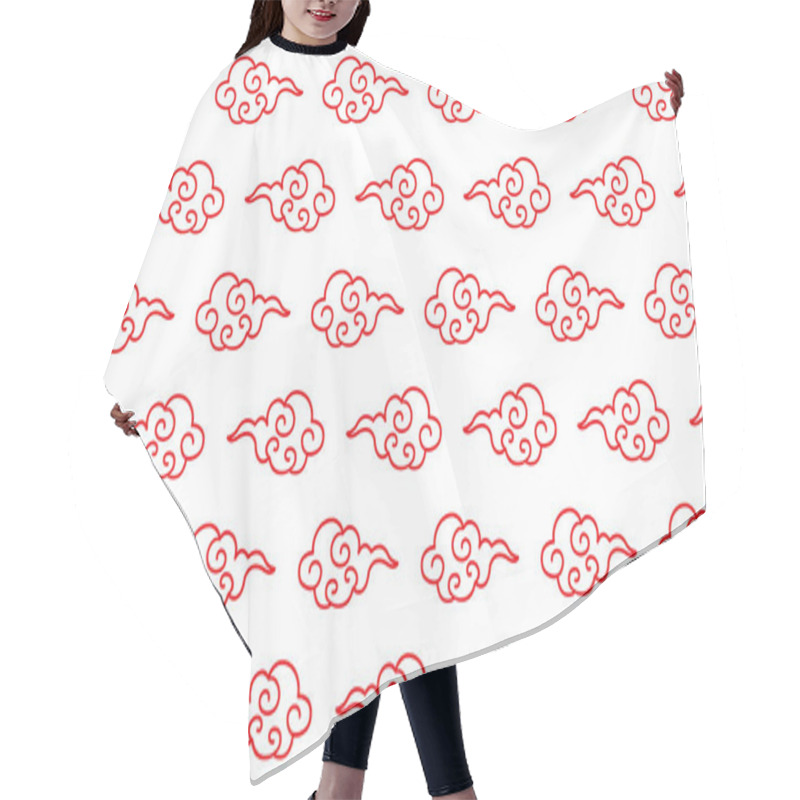 Personality  Cloud Pattern Illustration Of Traditional Chinese Style Pattern.A Simple Line Drawing Cloud Pattern Illustration That Can Be Used As A Design Background. Hair Cutting Cape