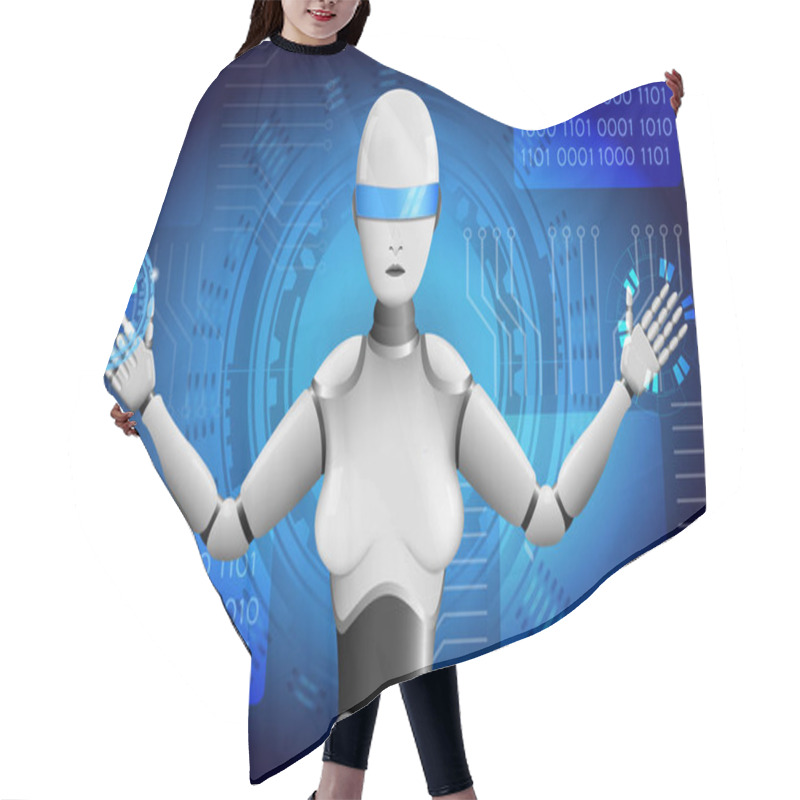 Personality  Vector Illustration Of The Robot. Hair Cutting Cape