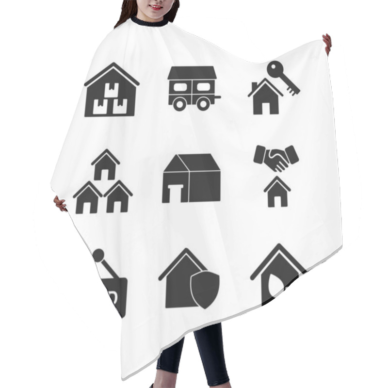 Personality  9 Icon Set Of Real Estate For Personal And Commercial Use... Hair Cutting Cape