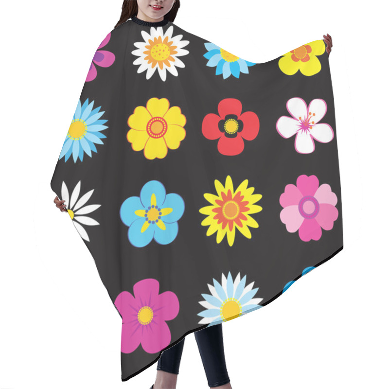 Personality  Set Of Flower Icons Hair Cutting Cape