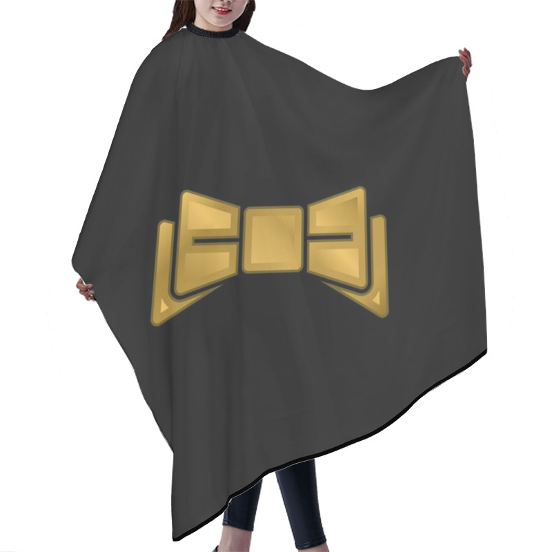 Personality  Bow Gold Plated Metalic Icon Or Logo Vector Hair Cutting Cape