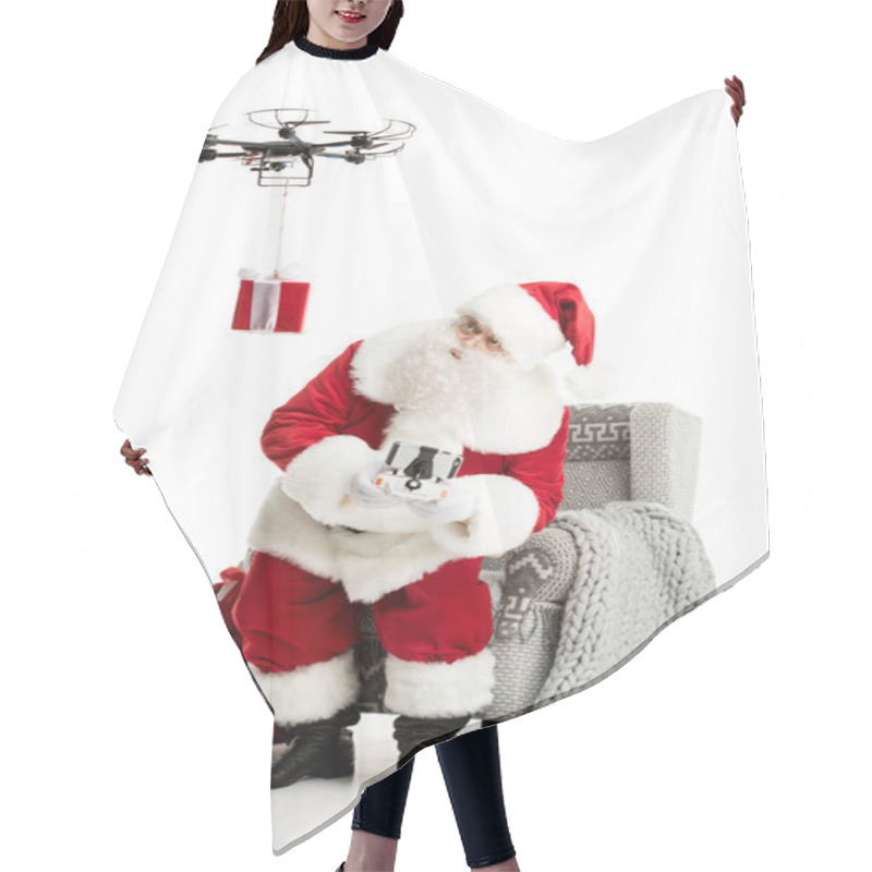 Personality  Santa Claus Using Drone  Hair Cutting Cape