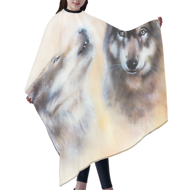 Personality  Pair Of Wolves Hair Cutting Cape