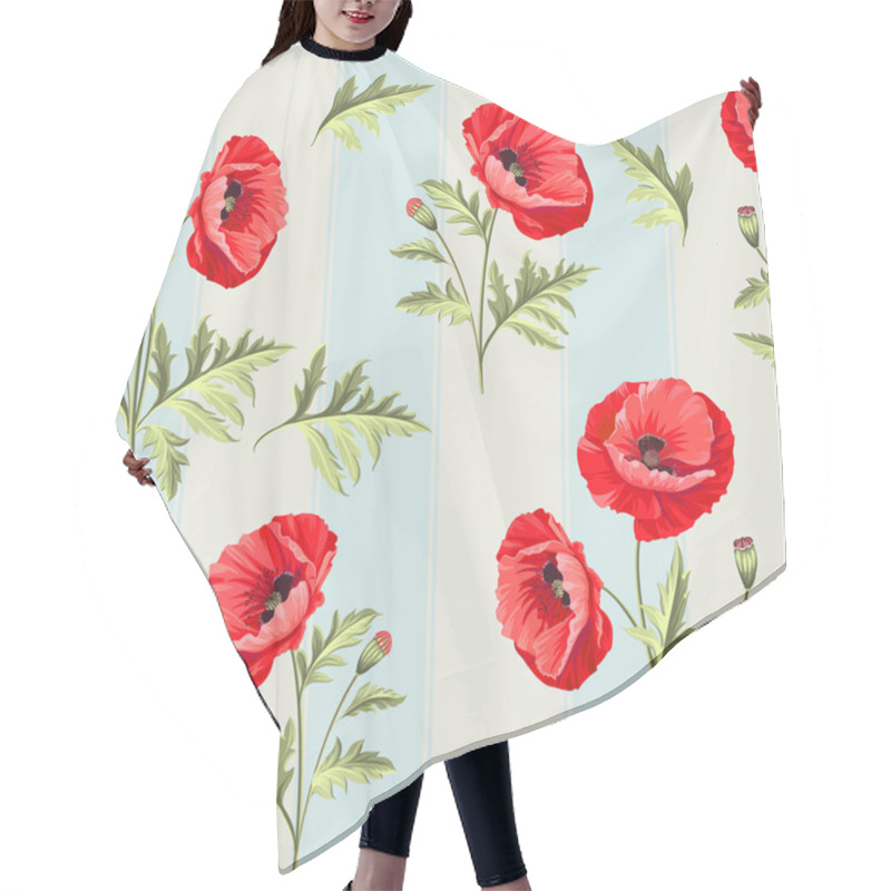 Personality  Pattern Of Poppy Flowers. Hair Cutting Cape