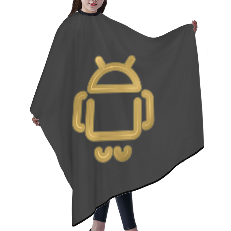 Personality  Android Logo Gold Plated Metalic Icon Or Logo Vector Hair Cutting Cape