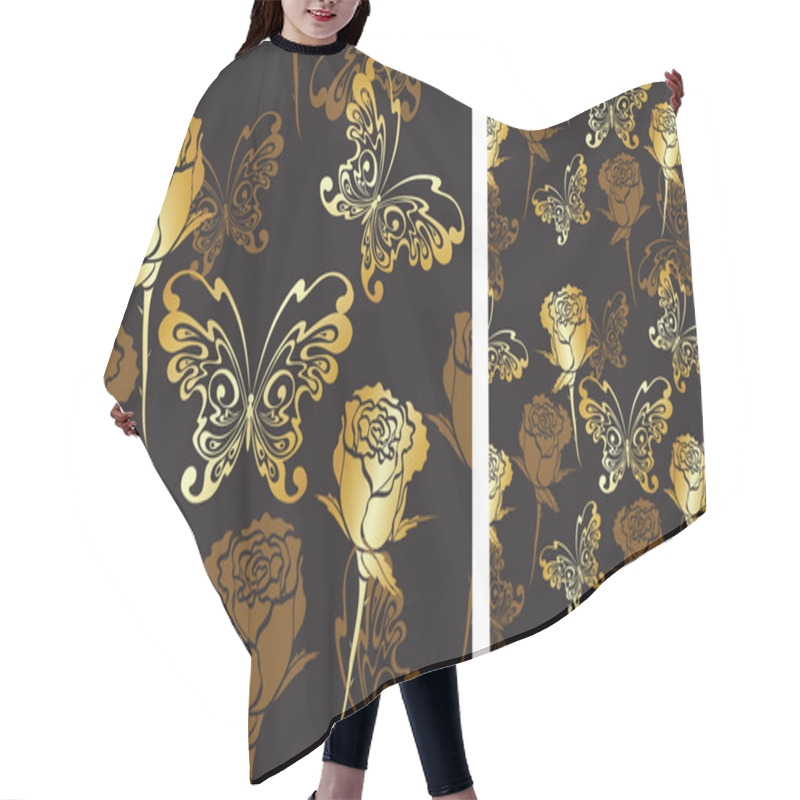 Personality  Seamless Background With Roses And Butterflies Hair Cutting Cape