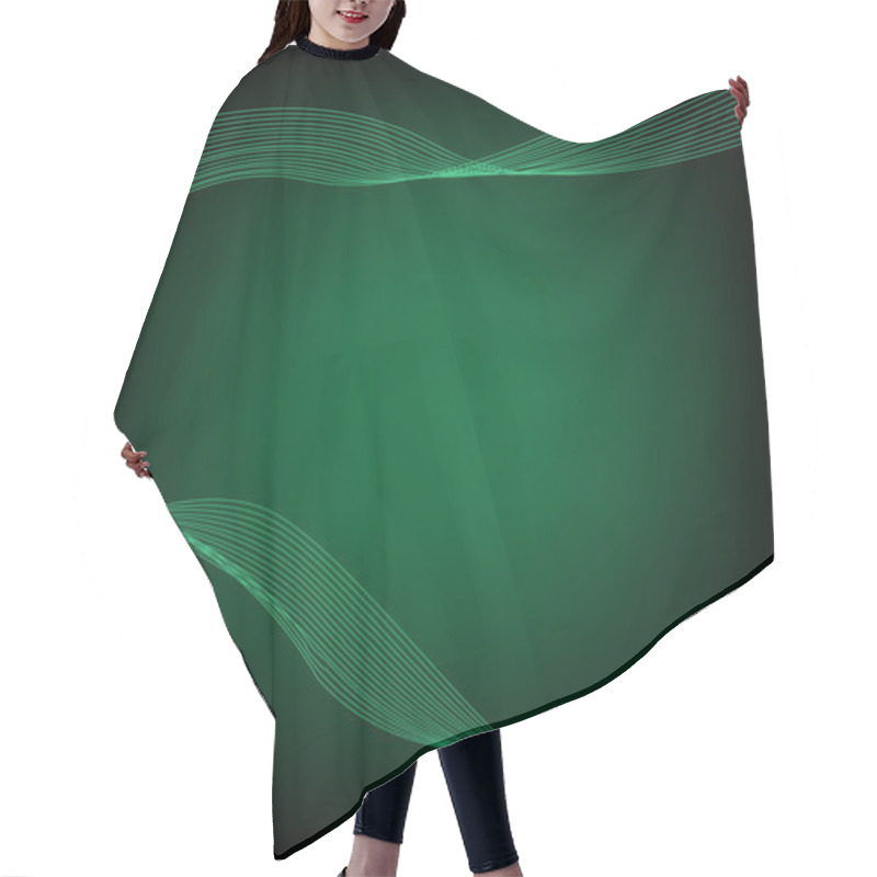 Personality  Abstract Green Wavelengths And Irregular Lines On A Dark Background. Editable Clip Art. Hair Cutting Cape