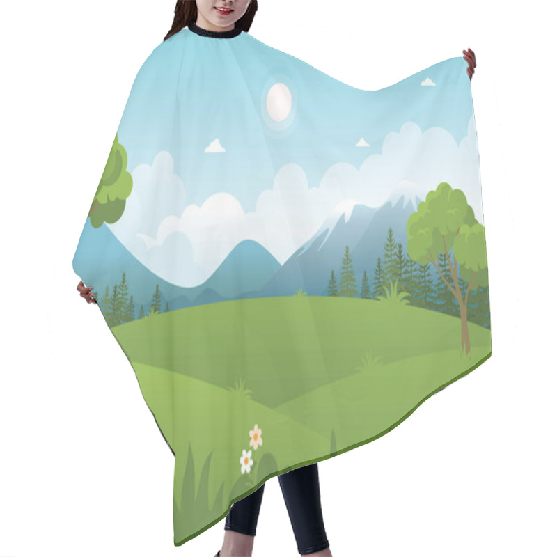 Personality  Nature Landscape Vector Illustration, Simple And Trendy With Flat Style Hair Cutting Cape