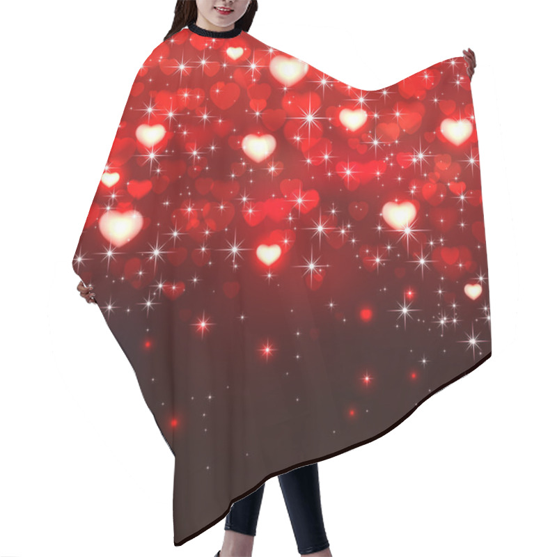 Personality  Red Hearts On Dark Background Hair Cutting Cape