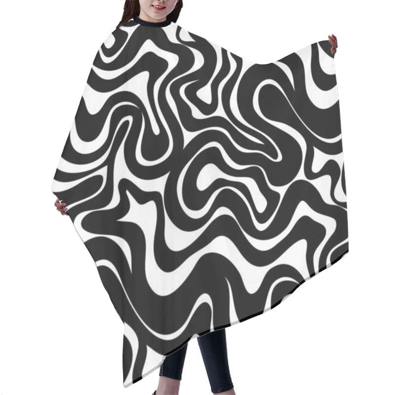 Personality  Abstract Black And White Seamless Pattern Hair Cutting Cape