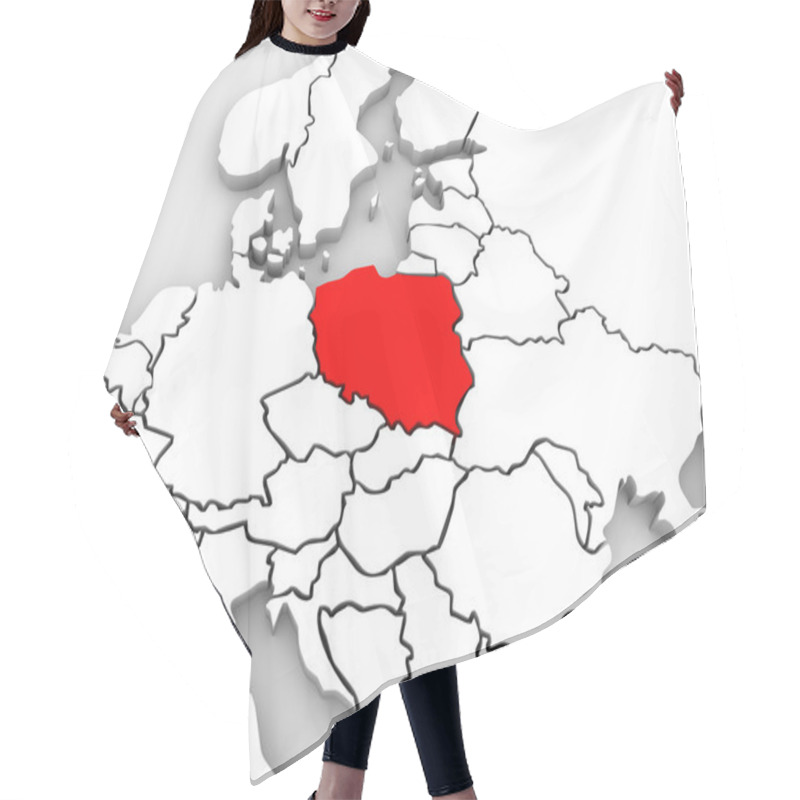 Personality  Poland Map Abstract 3D Europe Continent Hair Cutting Cape