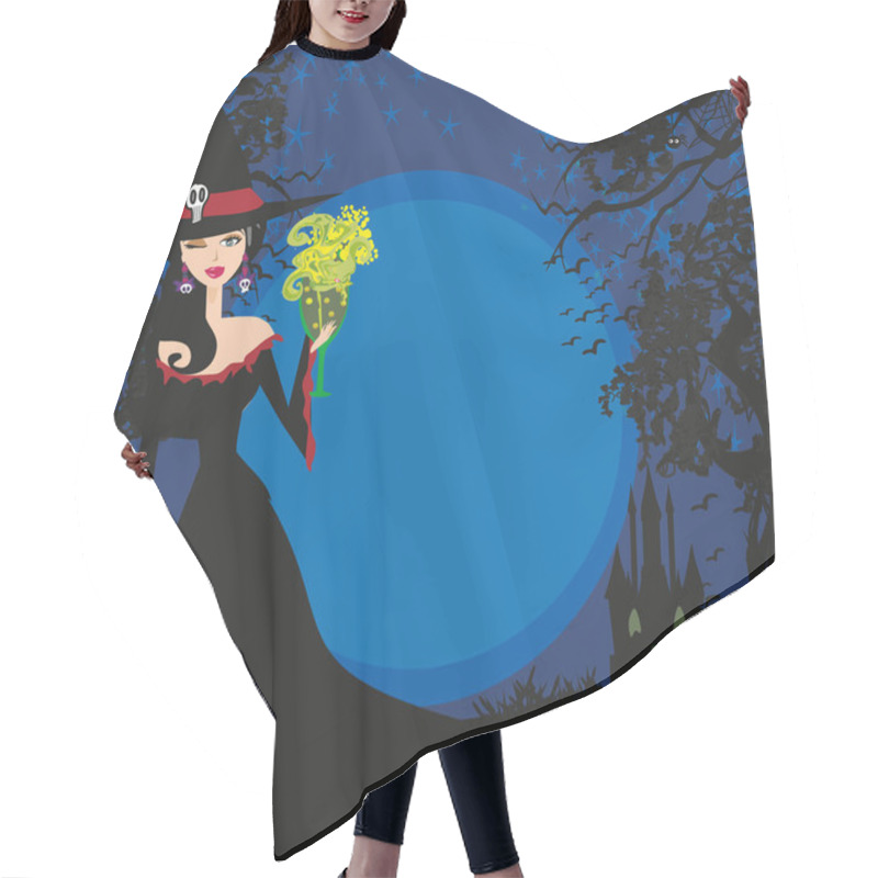 Personality  Cute Witch On A Party Hair Cutting Cape