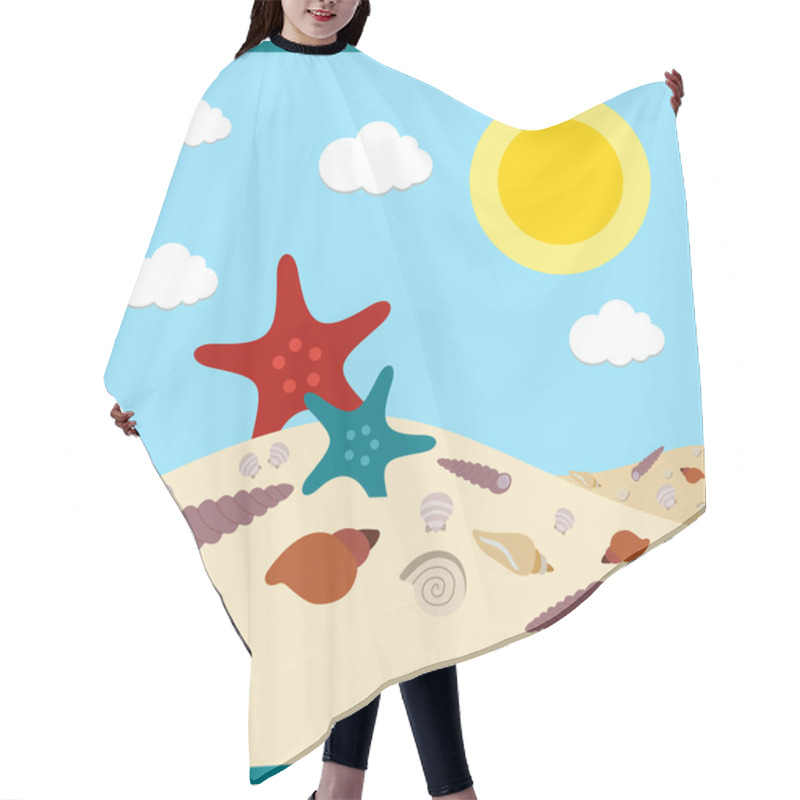 Personality  Seashells In The Sand Shells Summer Image Hair Cutting Cape