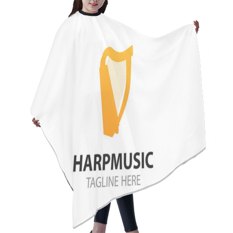 Personality  Store Of Harp And Irish Folk Music. Logo Template For Folk Music Community. Flat Vector Silhouette Of Harp Isolated On White Background In EPS 10. Hair Cutting Cape