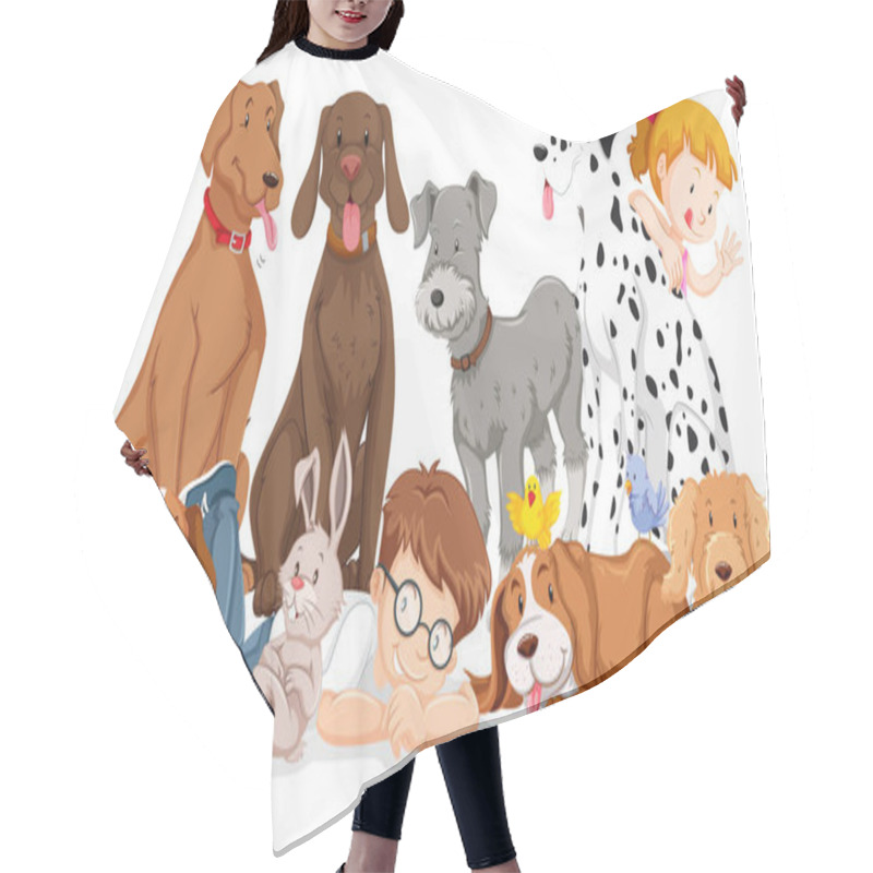 Personality  Children With Animals On Isolated Background Hair Cutting Cape