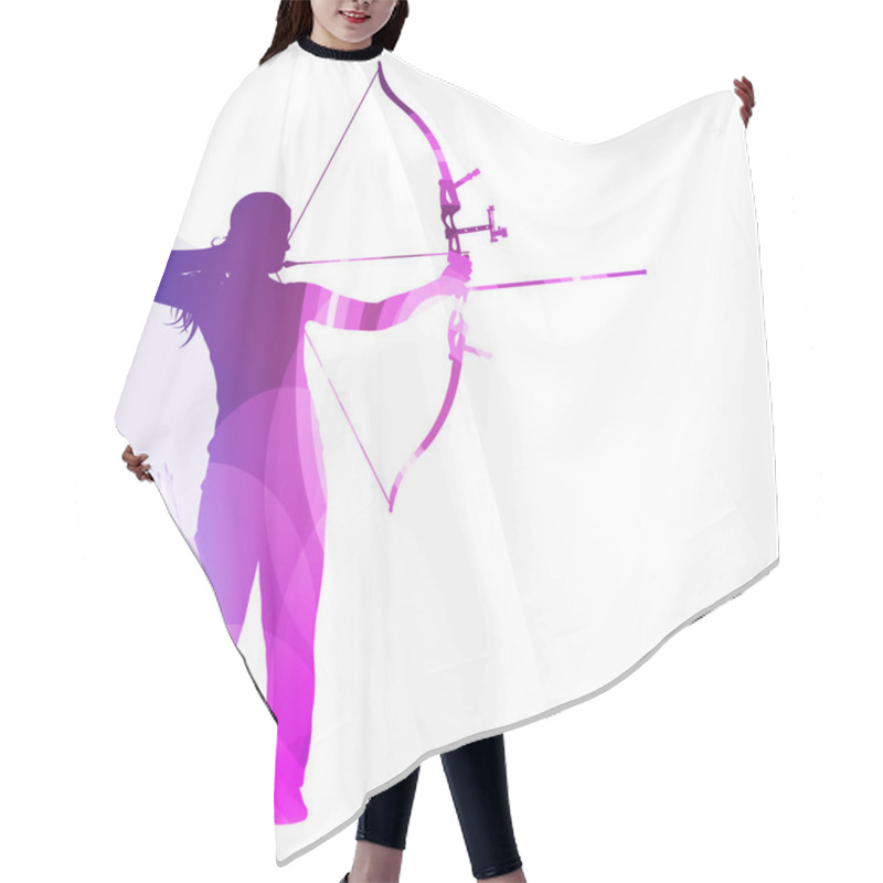 Personality  Archer Training Bow Man Silhouette Illustration Vector Backgroun Hair Cutting Cape