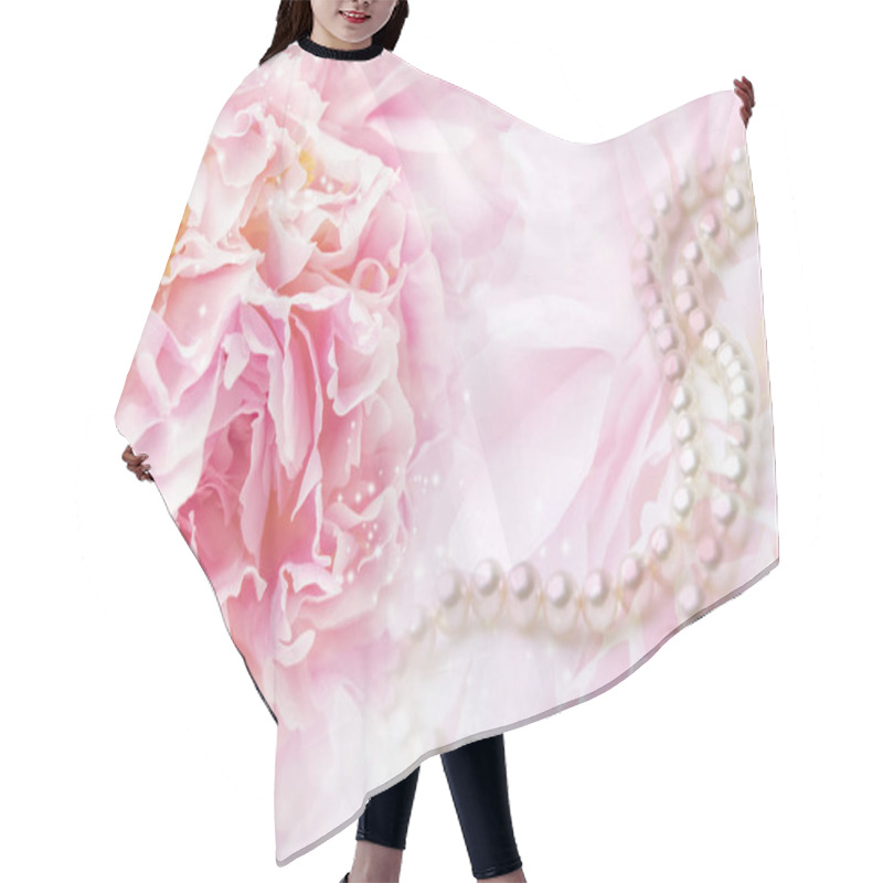 Personality  Beautiful Rose Flower With Pearls Hair Cutting Cape